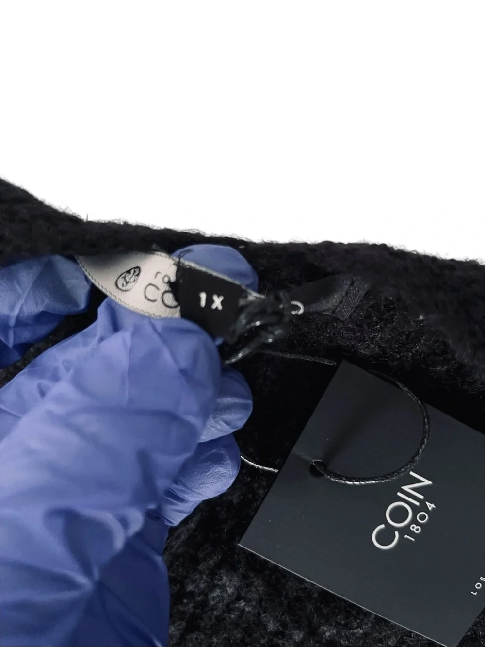 Coin 1804 NWT 1X Black Marled Knit Open Front Pocket Cardigan Wool Blend
